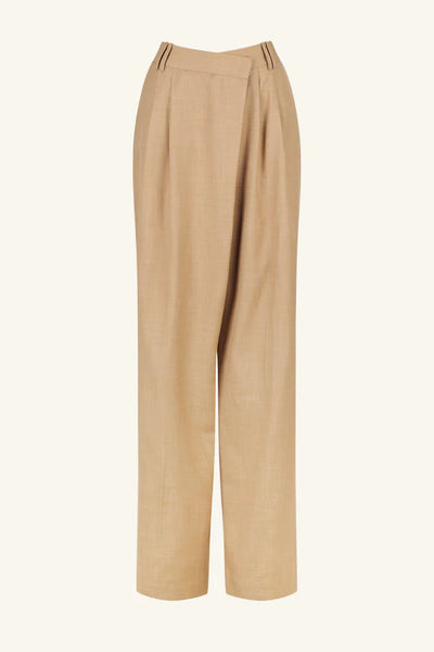 Asher Asymmetrical Pleat Front Pant - Latte - 30% OFF AUTOMATICALLY APPLIED AT CHECKOUT