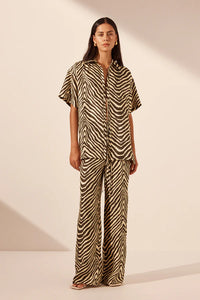 Sana Silk Relaxed Pant - Bone/Chocolate -  30% OFF AUTOMATICALLY APPLIED AT CHECKOUT
