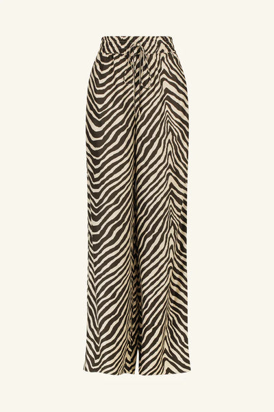 Sana Silk Relaxed Pant - Bone/Chocolate -  30% OFF AUTOMATICALLY APPLIED AT CHECKOUT