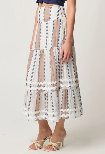 Bahia Linen Viscose Skirt - Cayman Stripe - 25% OFF AUTOMATICALLY APPLIED AT CHECKOUT