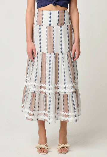Bahia Linen Viscose Skirt - Cayman Stripe - 25% OFF AUTOMATICALLY APPLIED AT CHECKOUT