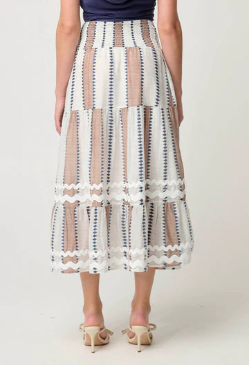 Bahia Linen Viscose Skirt - Cayman Stripe - 25% OFF AUTOMATICALLY APPLIED AT CHECKOUT