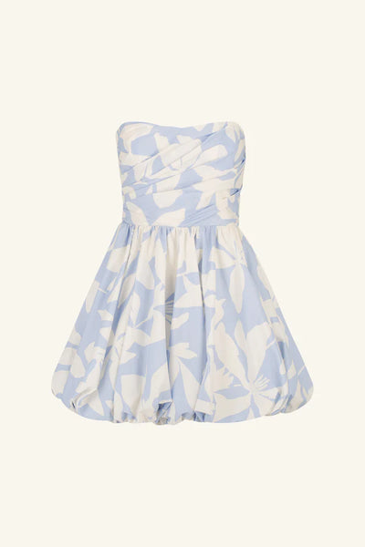 Mamounia Draped Bubble Mini Dress - Sky/Ivory - 20% OFF AUTOMATICALLY APPLIED AT CHECKOUT