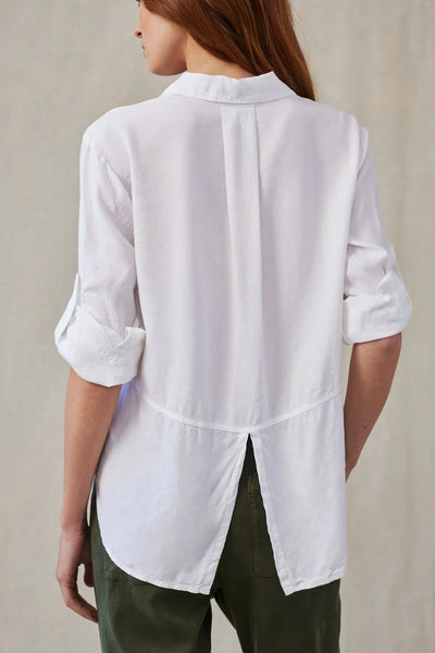 Split Back Button Down Shirt - White