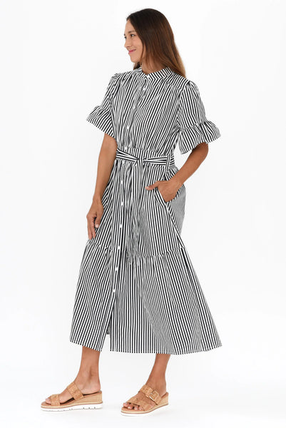 Jamilla Dress - Navy Stripe