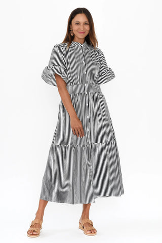 Jamilla Dress - Navy Stripe