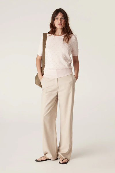 Cotton Cashmere Bobble Tee - Pink