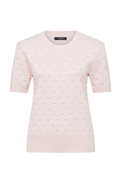 Cotton Cashmere Bobble Tee - Pink