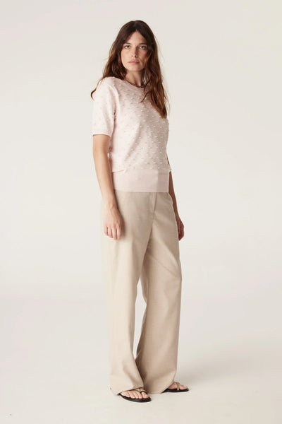 Cotton Cashmere Bobble Tee - Pink