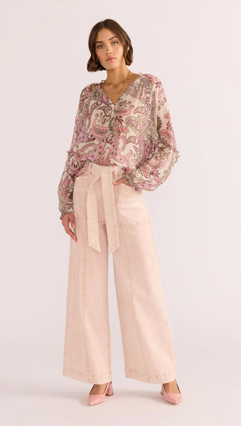 Cadence Long Sleeve Blouse - Pink/Paisley