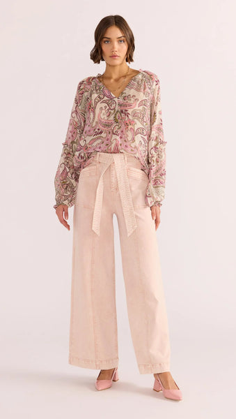 Cadence Long Sleeve Blouse - Pink/Paisley