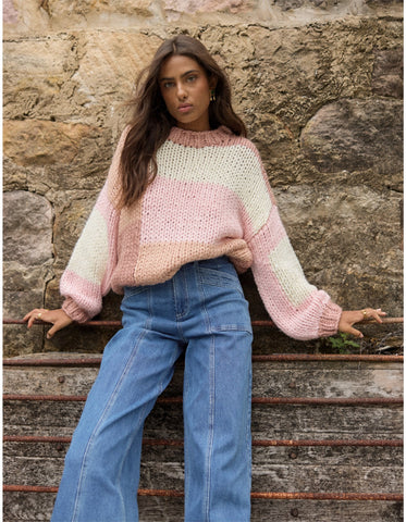 Marcella Colour Block Sweater - Blush