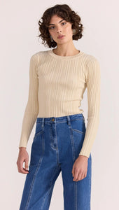 Kyra Rib Knit Top - Ecru