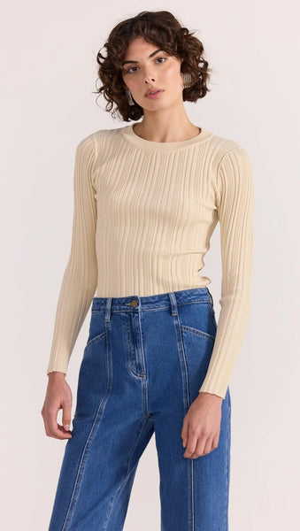 Kyra Rib Knit Top - Ecru