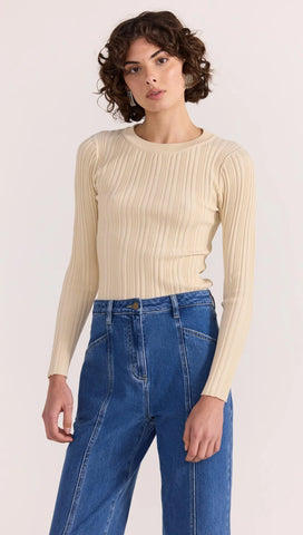 Kyra Rib Knit Top - Ecru