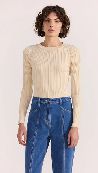 Kyra Rib Knit Top - Ecru