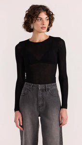 Asta Sheer Knit Top - Black