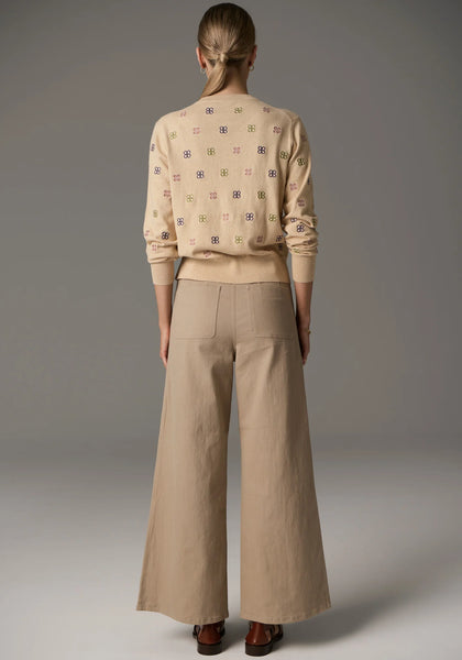 Beech Cardigan Embroidered - Pebble