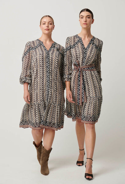 Bailey Crinkle Cotton Silk Dress - Bromegrass Print