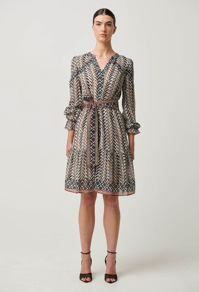 Bailey Crinkle Cotton Silk Dress - Bromegrass Print