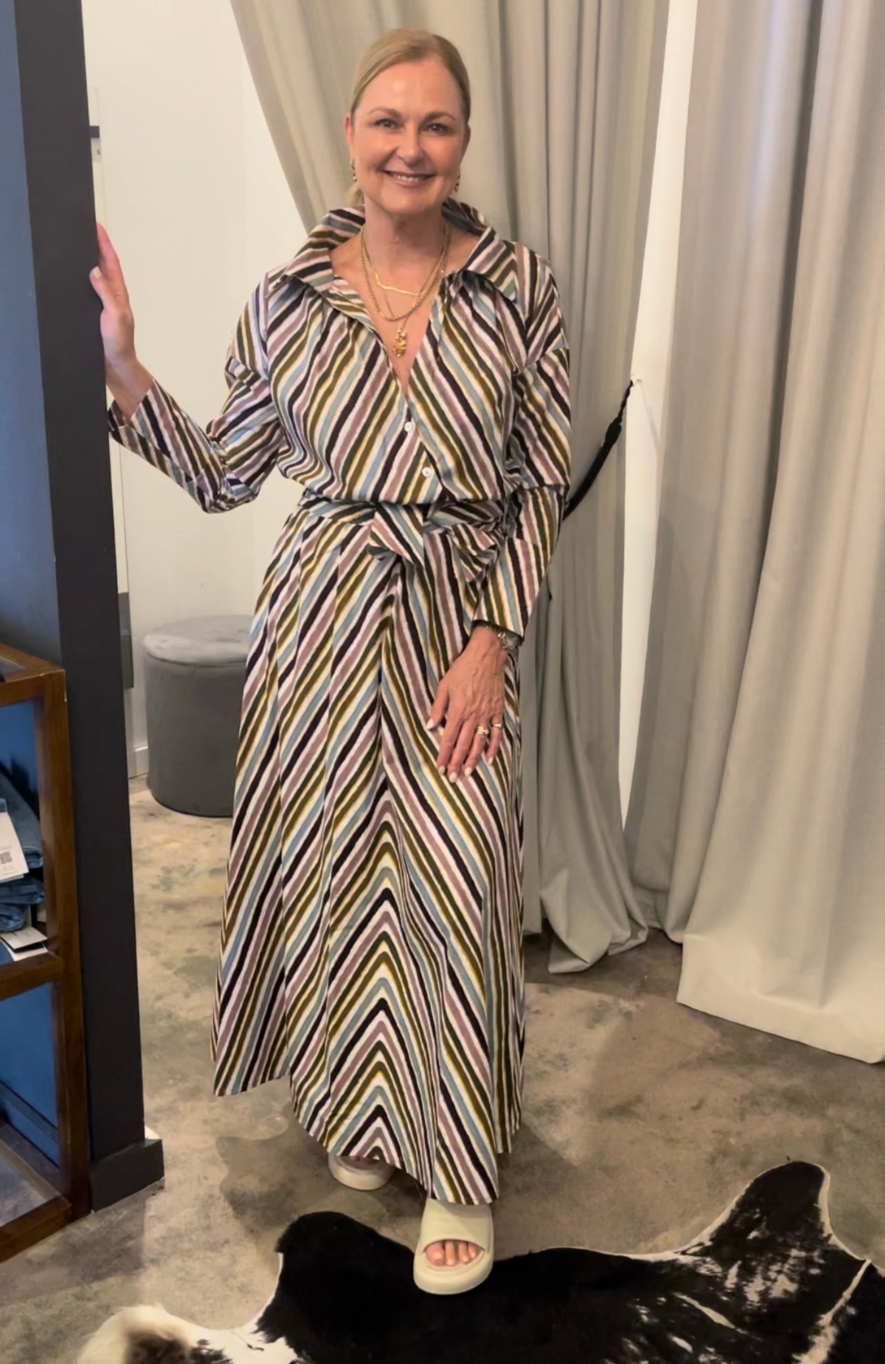 Poppy Classic Shirt Dress Full Length - Cirque Stripe Print A FURTHER 15% OFF AUTOMATICALLY APPLIED AT CHECKOUT