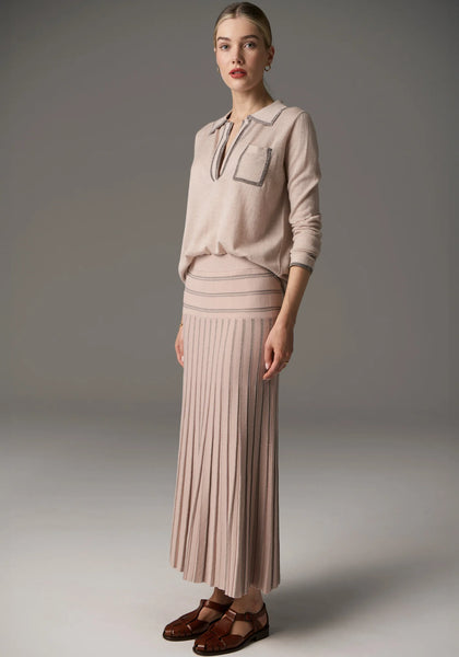Bennet Polo Knit - Blush Lurex
