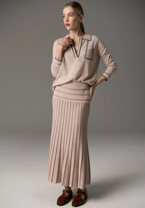 Bennet Polo Knit - Blush Lurex