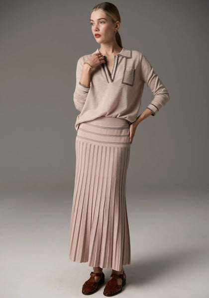 Bennet Polo Knit - Blush Lurex