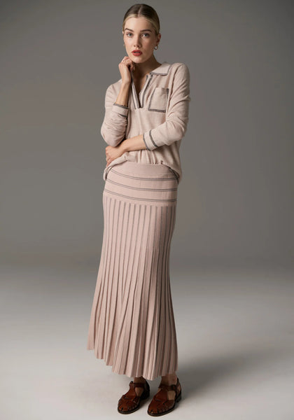 Bennet Polo Knit - Blush Lurex