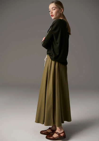 Bennet Drape Back Knit - Khaki/Ink/Green