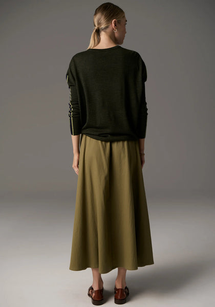 Bennet Drape Back Knit - Khaki/Ink/Green