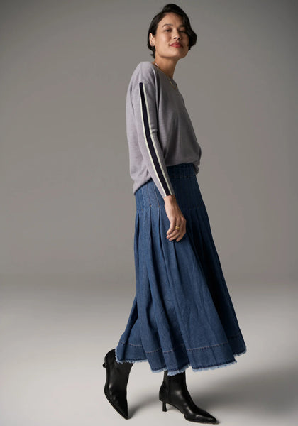 Bennet Drape Back Knit -Silver/Ink/Mist
