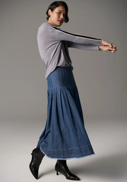 Bennet Drape Back Knit -Silver/Ink/Mist
