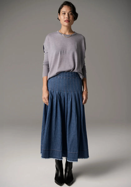 Bennet Drape Back Knit -Silver/Ink/Mist