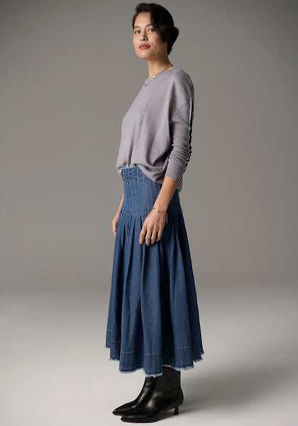 Bennet Drape Back Knit -Silver/Ink/Mist