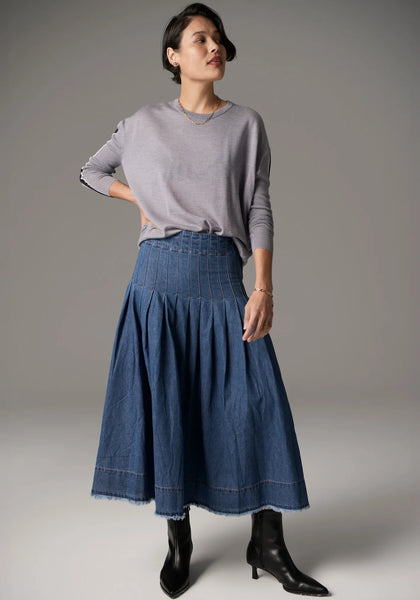 Bennet Drape Back Knit -Silver/Ink/Mist