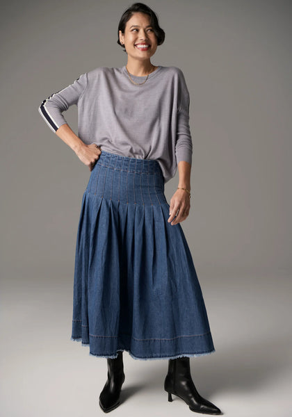 Bennet Drape Back Knit -Silver/Ink/Mist