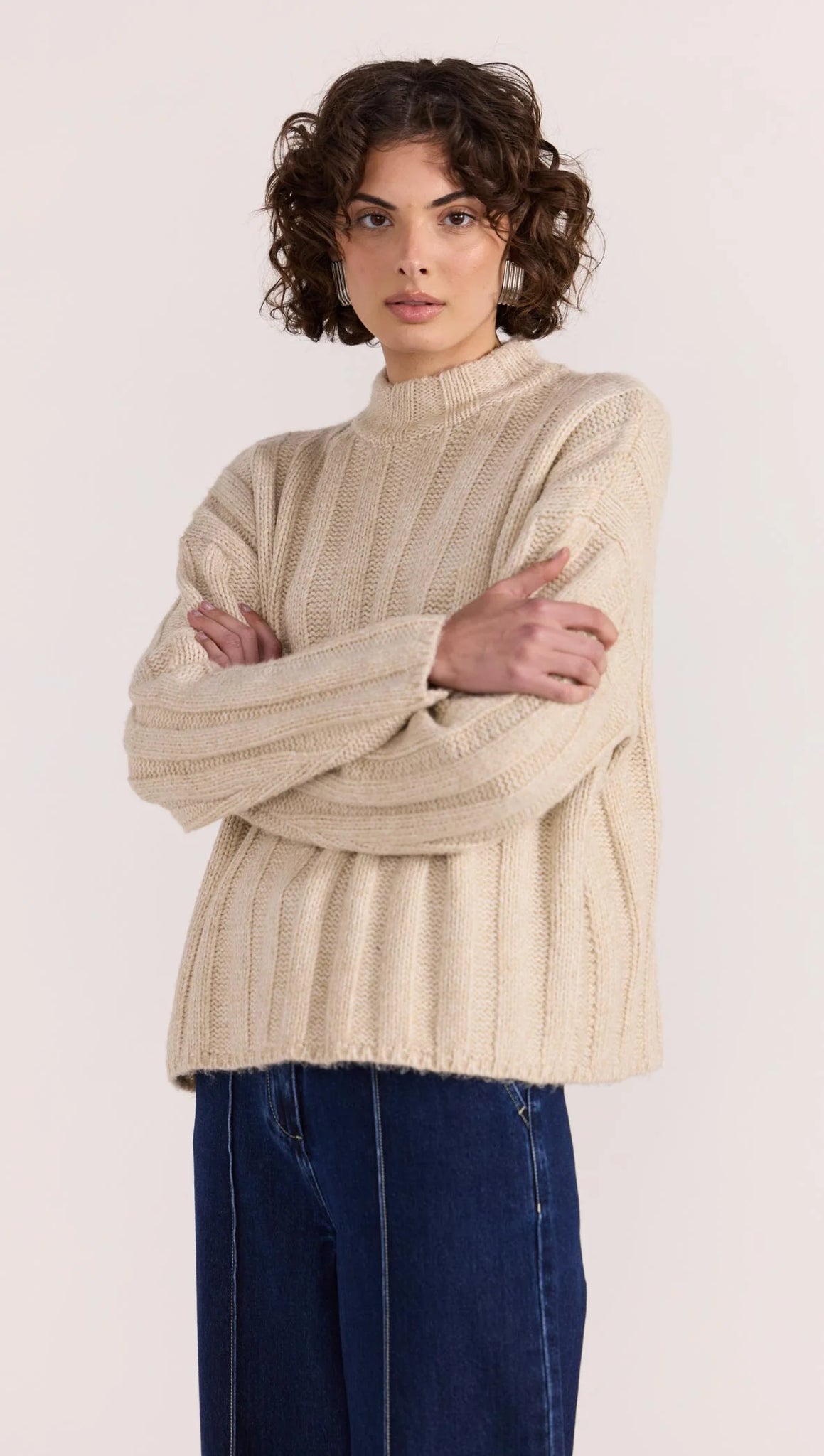 Macy Cozy Rib Jumper - Oat/Marle