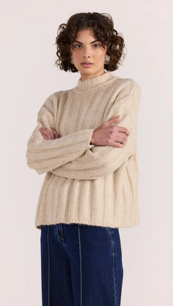 Macy Cozy Rib Jumper - Oat/Marle
