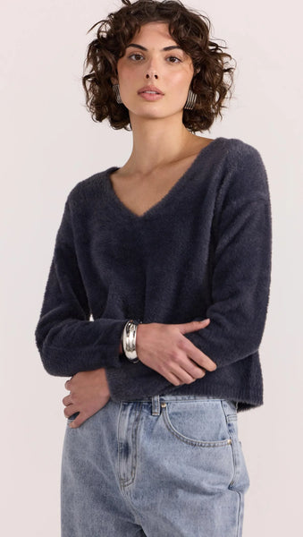 Ember Fluffy Knit Jumper - Slate