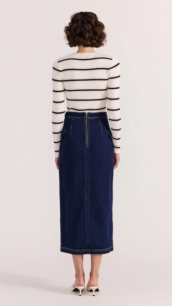 Camille Stripe Knit Top - Navy / Sand Stripe