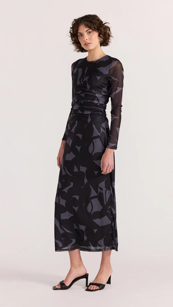 Aura Mesh Midi Dress - Abstract