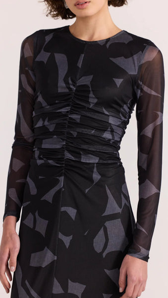 Aura Mesh Midi Dress - Abstract