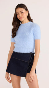 Clover Fluffy Knit Tee - Blue
