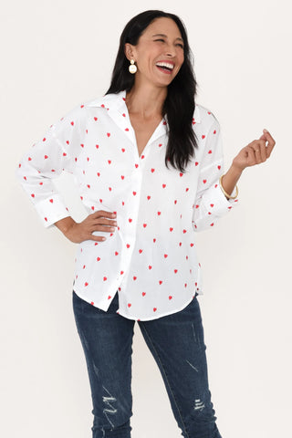 Sage Shirt - White with Red Heart