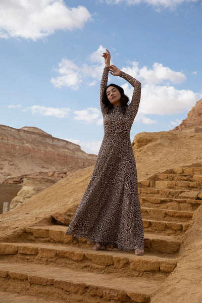 Kennedy Mesh Dress - Snow Leopard