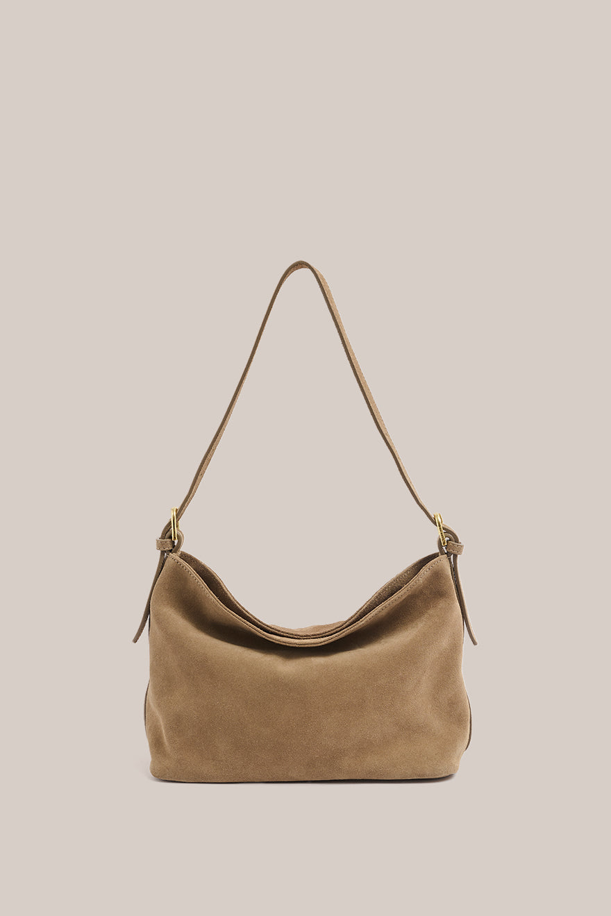Eden Shoulder Bag - Brown Suede