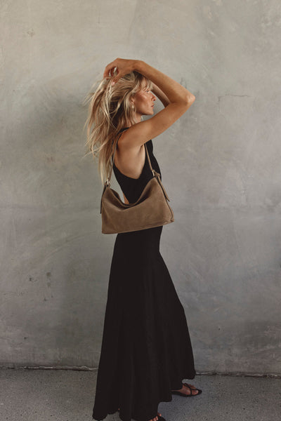 Eden Shoulder Bag - Brown Suede