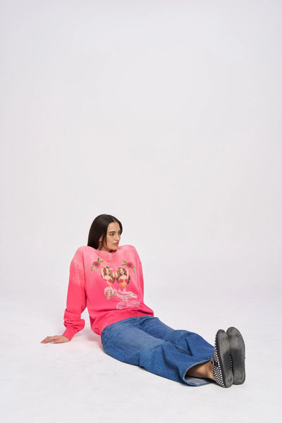 Mermaid La Sirene Crew Neck Sweater - Rose Red Sun Fade