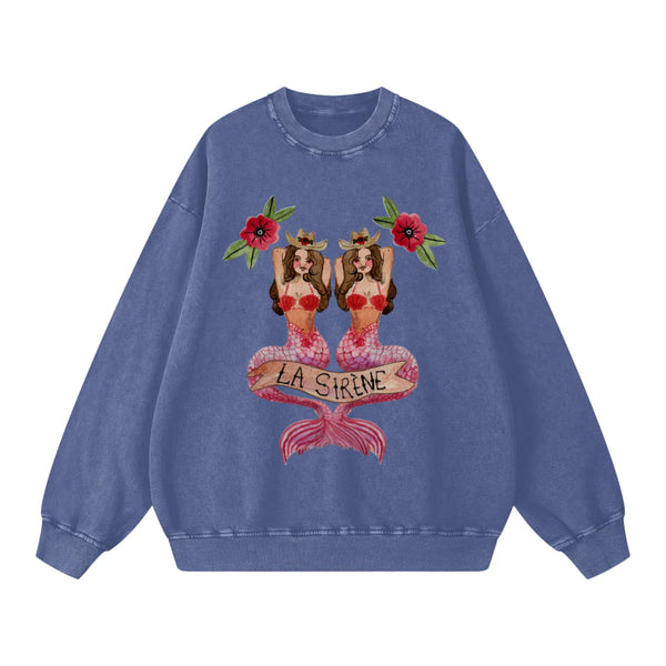 Mermaid La Sirene Crew Neck Sweater - Jeans Blue Snow Wash